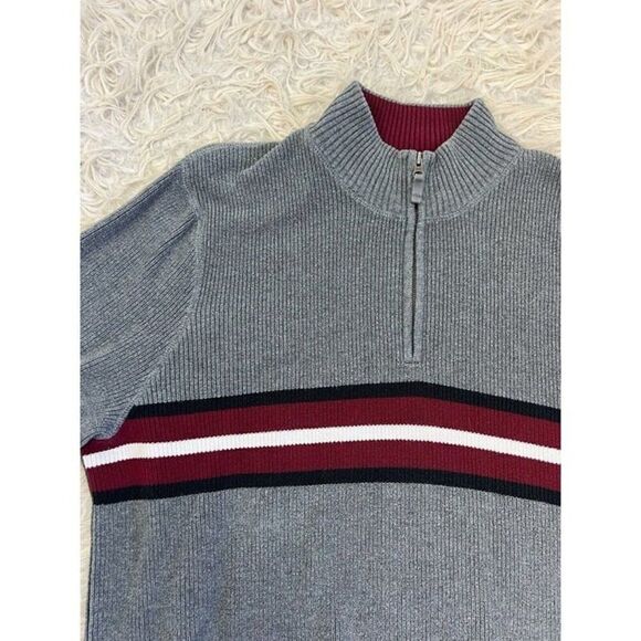 Eddie Bauer Mens Vintage Mock Neck 1/4 Zip Long Sleeve Pull Over Sweater Gray XL - Picture 9 of 9